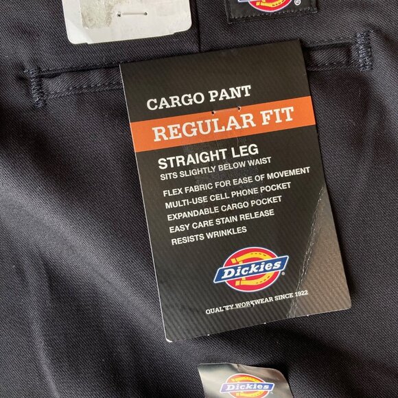 Dickies Cargo Pant Regular Fit Straight Leg Workwear Men's 34x32 Black WP595 NWT - Picture 9 of 10